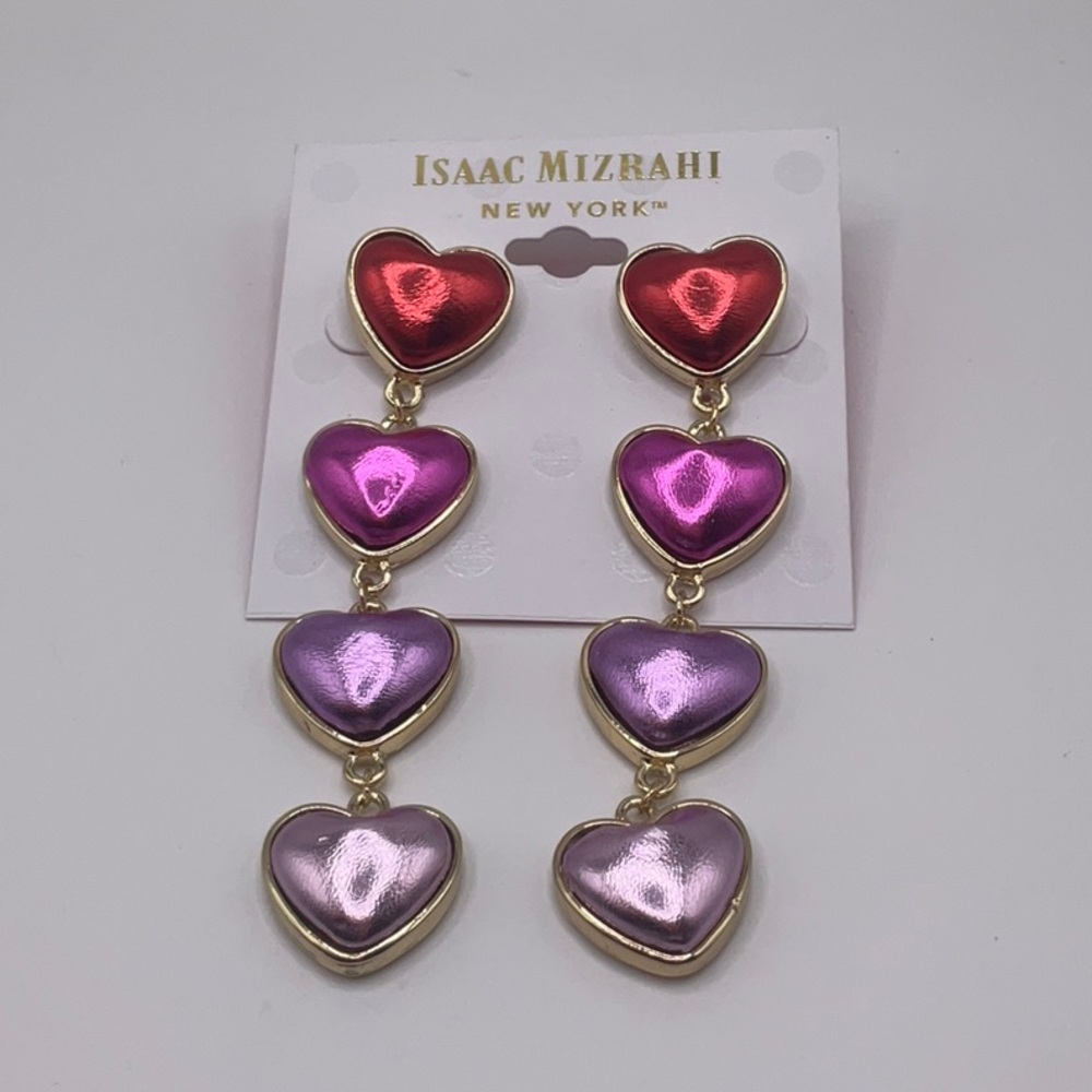 NWT Isaac Mizrahi Heart Drop Earrings